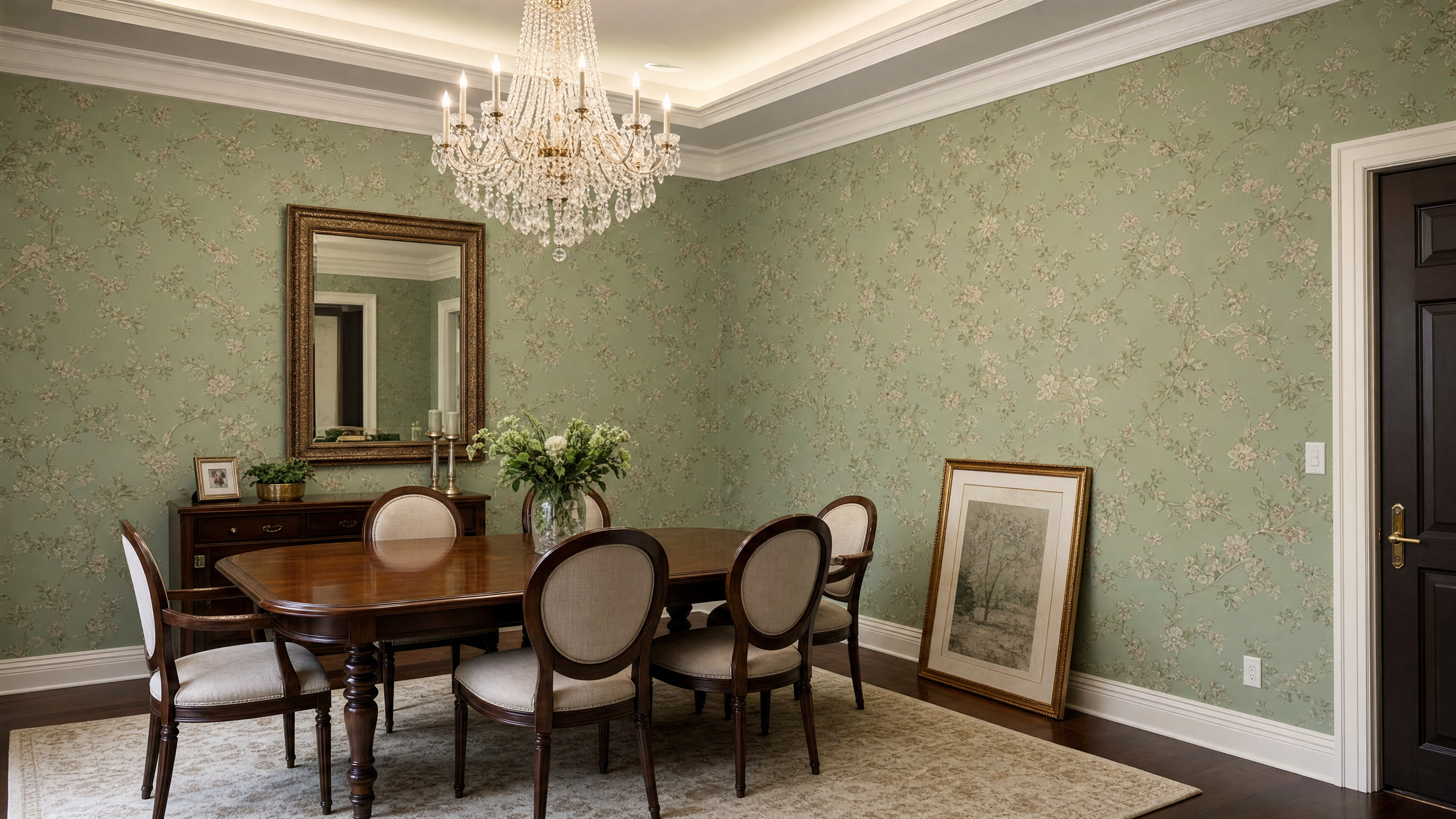 After wallpaper installation dining room
