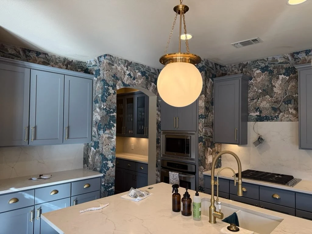 Elegant residential wallpaper installation